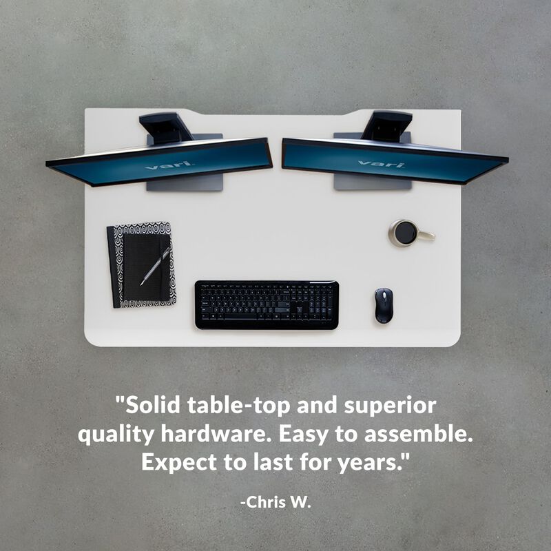 Quote for Electric Standing Desk with ComfortEdge in White by Chris W who says solid table-top and superior quality hardware. Easy to assemble. Expect to last for years. image number null